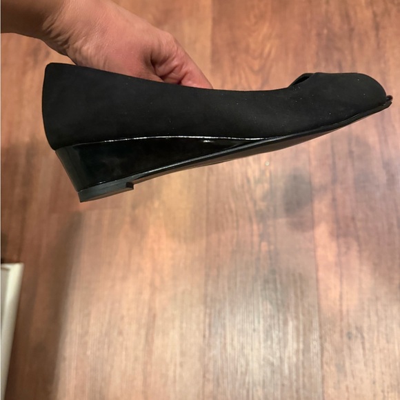 Black Peep Toe Wedge Shoes - Picture 3 of 5